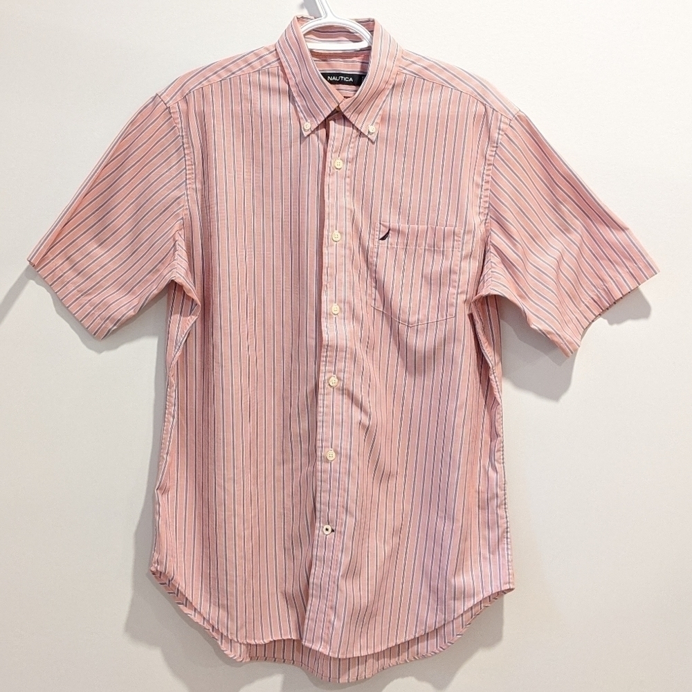 2/$20 Nautica Red Stripe Button Down Shirt Medium